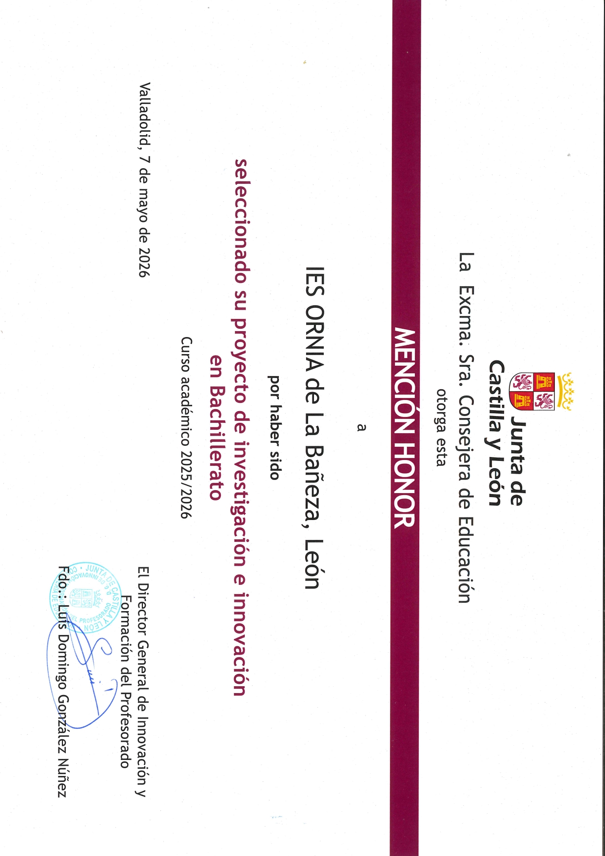 MENCION HONOR PROYECTO INVESTIGACION